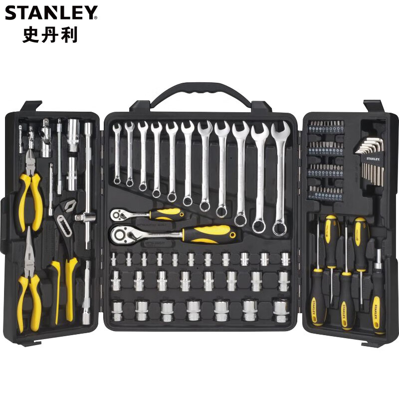 史丹利(stanley)110件综合工具组套棘轮套筒扳手钳子螺丝刀机修汽修