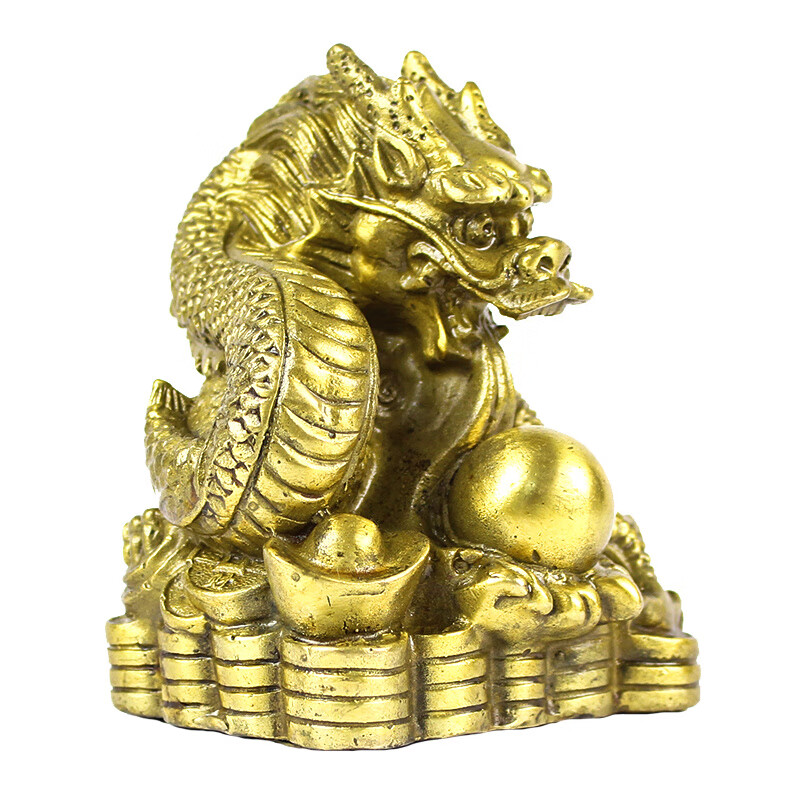 玄众阁金属龙摆件中国龙形可爱盘龙聚财青龙五爪金龙饰品铜龙