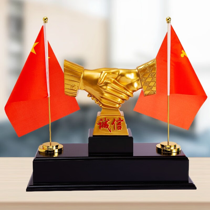 侬赞(nongzan)合作共赢握手摆件老板办公室桌面装饰工艺品公司开业