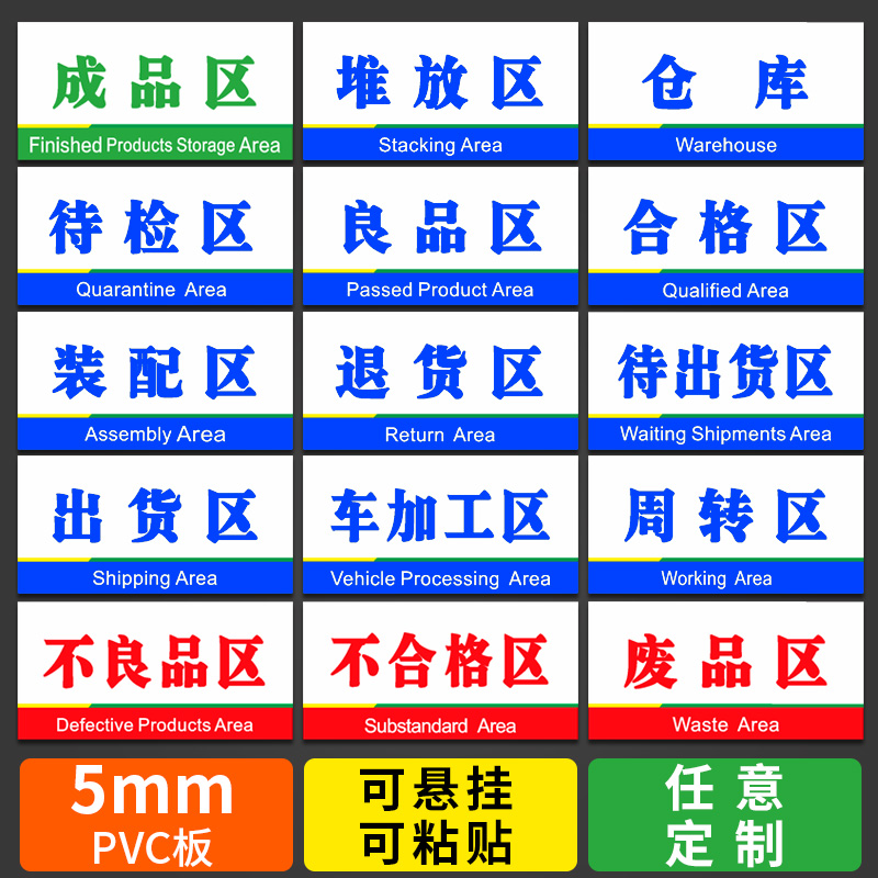适配仓库成工厂牌成品分区悬挂指示牌贴牌库房区 50长*30高