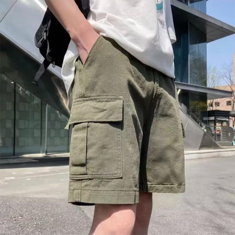 玩爆街区（cruel street）日系工装短裤男士潮流宽松多口袋纯棉裤子夏季美式潮牌休闲五分裤 绿色 2XL【推荐135-150斤】怎么样,好用不?