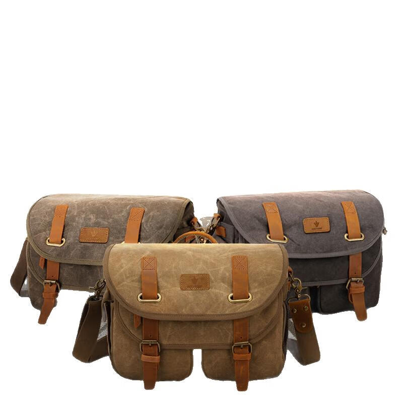 沃尔夫冈（WOLFGANG） 单反/微单/摄像机收纳包单肩背双肩背相机包 用于佳能尼康索尼松下专业相机/摄像机收纳 【DF36深灰色蜡染帆布+疯马牛皮单肩背】 标配