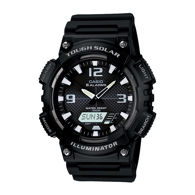 ����ŷ��CASIO������ָ�� ̫���ܷ�ˮ����˫��ҹ���˶������б� AQ-S810W-1AVDF