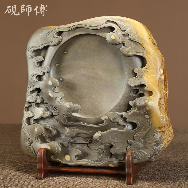 砚师傅 端砚砚台肇庆梅花坑带石眼梁满雄大师工作室出品《五福临门》
