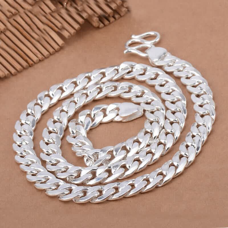 圣欧麦品牌同款男士银项链男款 990足银 马鞭链平链 霸气粗款生日礼物