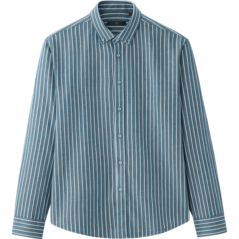 衬衫男装23春秋季扣领尖领竖条纹亲肤微弹上衣服男士衬衣 深绿条纹a8