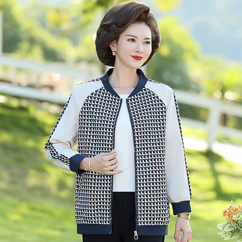 情罗兰妈妈春装外套中年人女士春秋大码上衣中老年女装40-50岁衣服