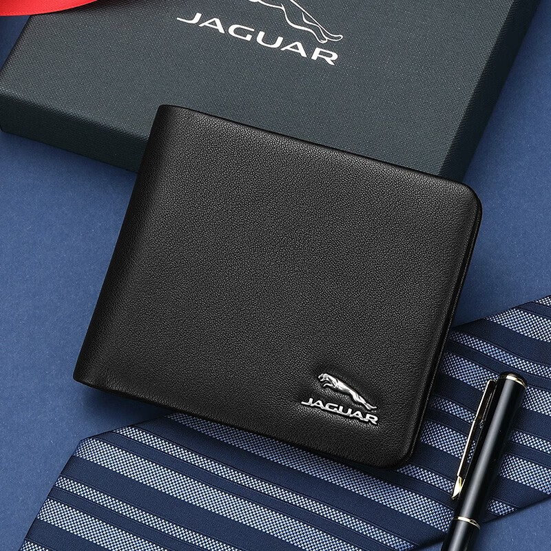 jaguar捷豹轻奢超薄真牛皮大容量钱包男驾驶证高级皮套小卡包父亲节