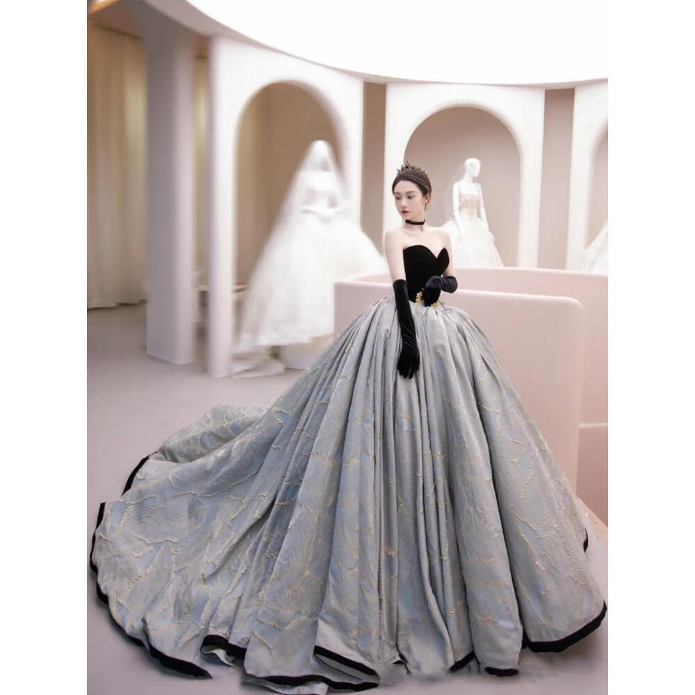 小个子明星同款宴会晚礼服裙女新款高端气质优雅拖尾年会主持人长款