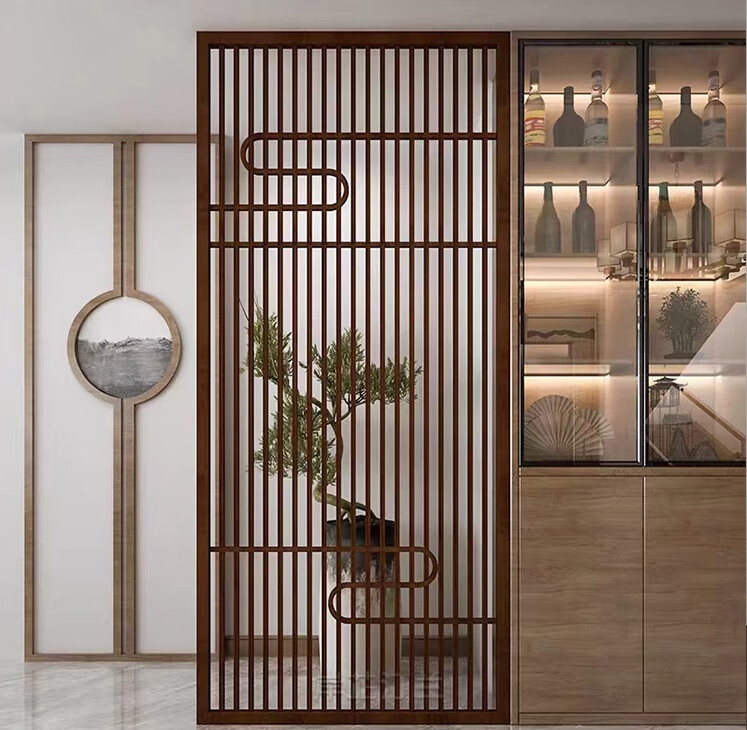 abdt新中式实木屏风隔断客厅入户玄关隔断实木花格栅简约现代日式座屏