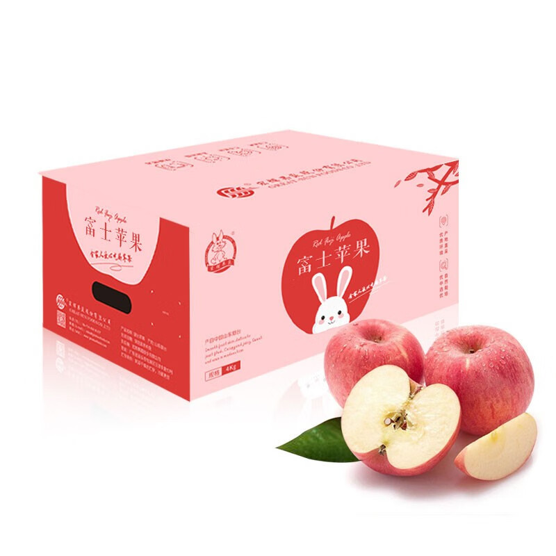 京鲜生 烟台红富士苹果4kg一级铂金大果 单果230g起 水