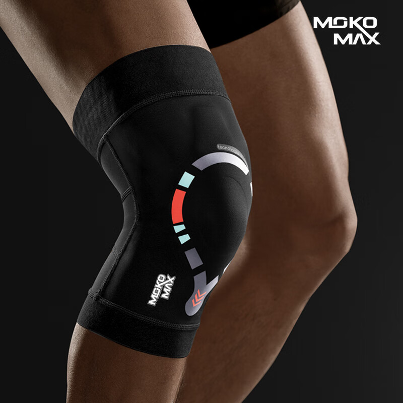 MOKO MAX意大利专业护膝运动跑步半月板损伤健身膝盖护具关节保护篮羽毛球 M码（大腿围37CM-53CM）