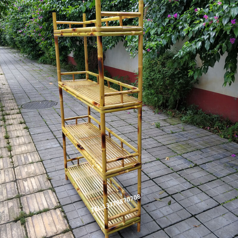卡汐沐竹架手工竹制书架小货架落地储物收纳柜简约竹子展示架多 100*