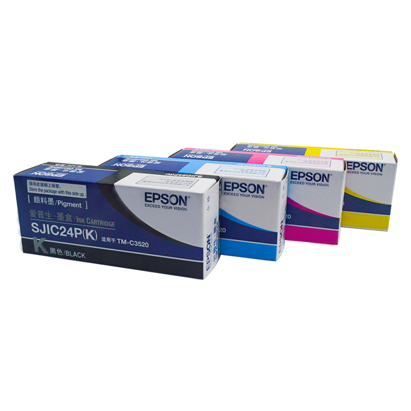 EPSON爱普生TM-C3520原装墨盒彩色标签打印机SJC24P四色墨水 SJC24P四色墨盒一套65576755833