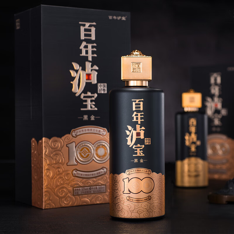 百年泸宝52°浓香型高度白酒老窖酒送礼宴席用酒 黑金52度 500ml*1瓶