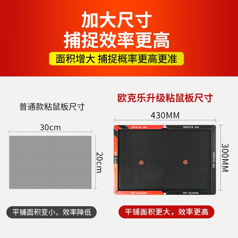 欧克乐（Ou Ke le）超强力粘鼠板老鼠笼老鼠贴加大加厚商用家用灭鼠器抓捕老鼠神器 5张装 升级加大尺寸43*30厘米