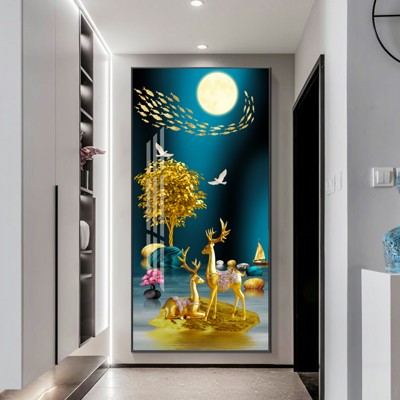 百圣牛发财麋鹿贴钻新款5d满钻钻石画客厅树现代简约玄关背景墙钻石画