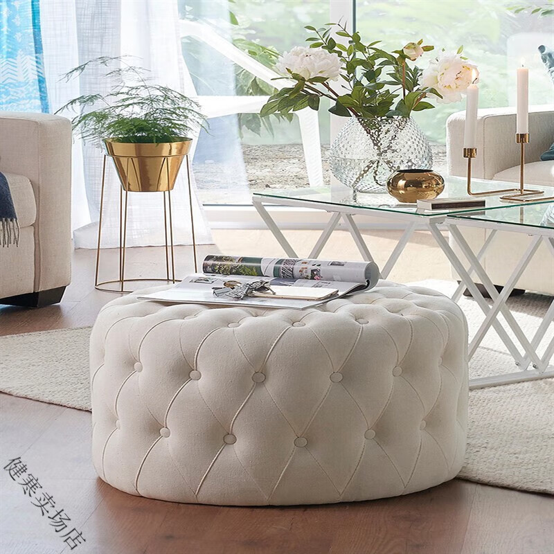 衣帽间服装店网红圆形沙发凳轻奢凳子卧室梳妆凳脚 支持定制颜色尺寸