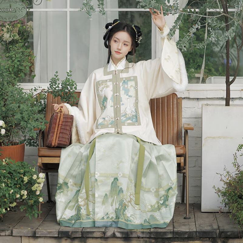 zhouyouyang桔屿【晴江观鸭】原创汉服女明制琵琶袖方领补服半袖马面