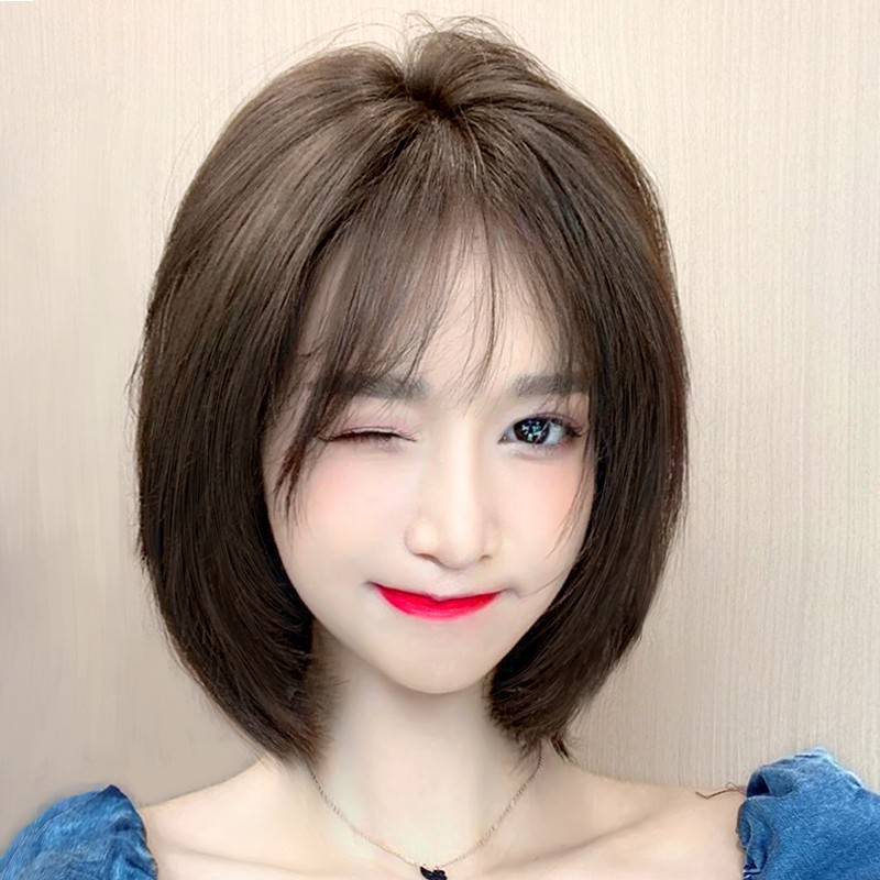 问(wen)假发女法式刘海锁骨发全头套式全真人发长发适合圆脸时尚自然