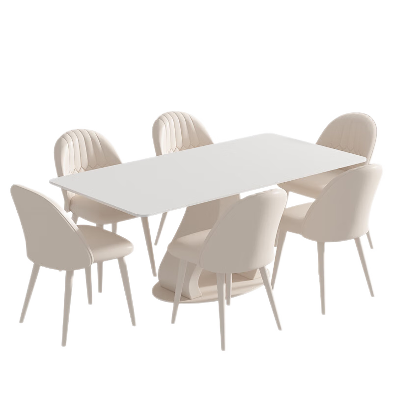 左客左家巖板餐桌輕奢現代簡(jiǎn)約家用小戶(hù)型長(cháng)方形餐廳飯桌大理石餐桌椅組合 【純白】巖板餐桌1.6米