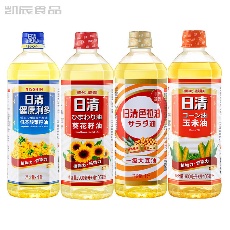 日清食用油116周年植物油色拉玉米芥花油葵花油組合小瓶四瓶1L裝 日清1L*4瓶【四種組合】