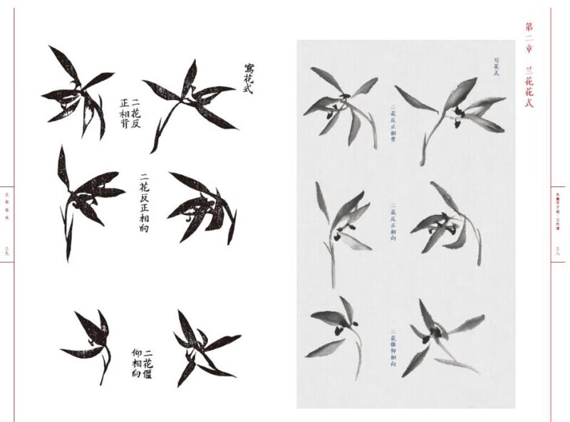 正版 水墨芥子园 兰竹谱 原版木刻与水墨临摹对照 芥子园画谱初学者