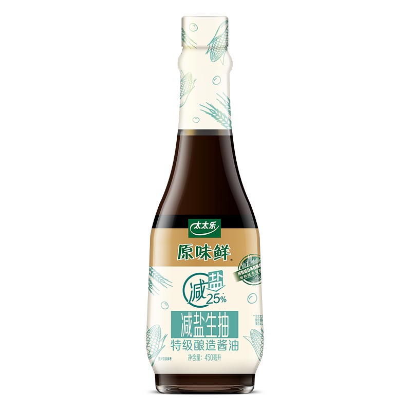 太太乐原味鲜减盐特级生抽450ml 瓶装酿造酱油凉拌 原味鲜减盐特级