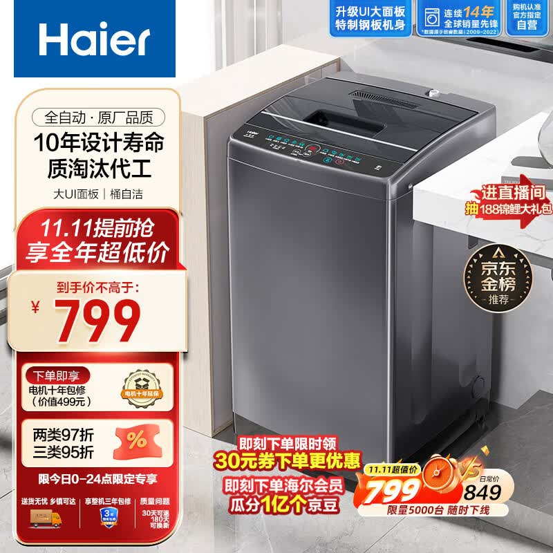 海尔（Haier）波轮洗衣机全自动小型 8公斤大容量 筒自洁不脏桶立体蝶型水流 宿舍租房神器原厂品质EB80M30Mate1怎么样,好用不?