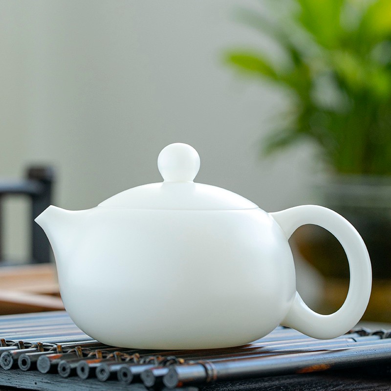 钰铨龙门 羊脂玉瓷茶壶 德化白瓷纯手工无釉素烧西施壶单陶瓷泡茶壶礼盒装 小号西施壶（110ml)