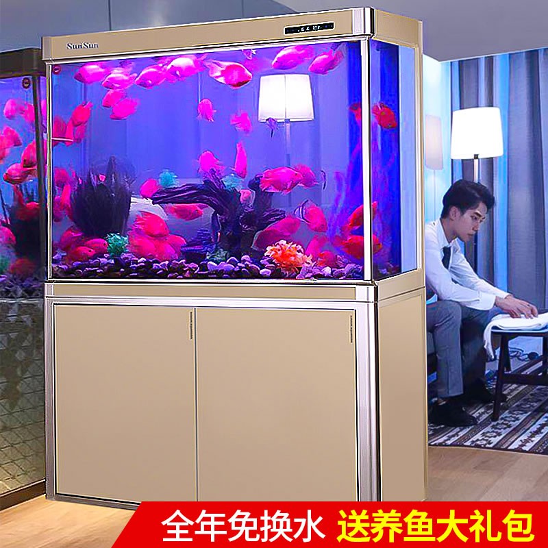 森森鱼缸水族箱含鱼缸过滤器灯大中型金鱼缸 宝马灰 HWF 0.8米长36宽74缸高底滤 送棉+滤材