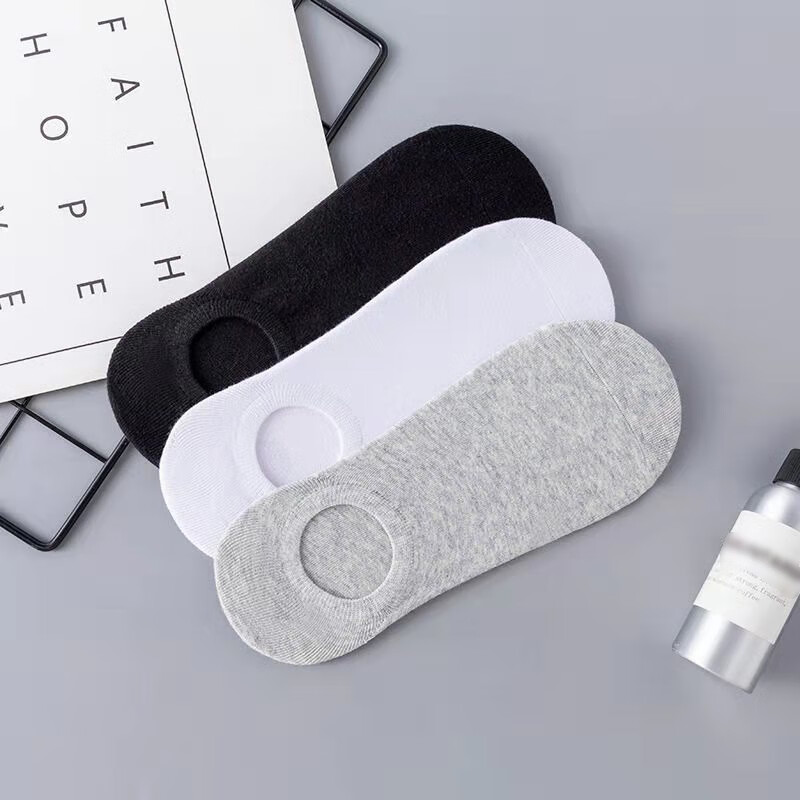 米大爷袜子男士船袜男夏季薄款透气短袜纯色浅口低帮隐形袜子 混色 5双 均码 (37-42码)