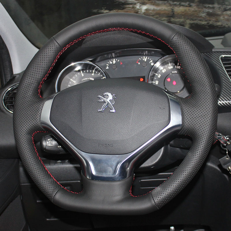 手缝方向盘套专用于标致308/13款408/307/508/207/206专车专用 超纤