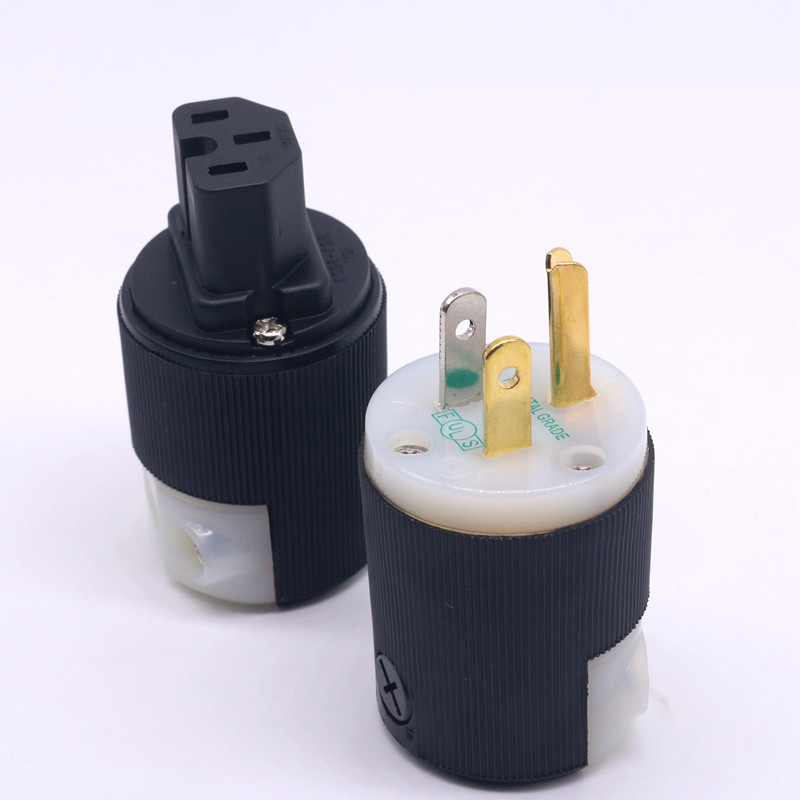 tnc美国荷宝8215纯铜镀金 美标电源插头美式发烧电源线接头 插头