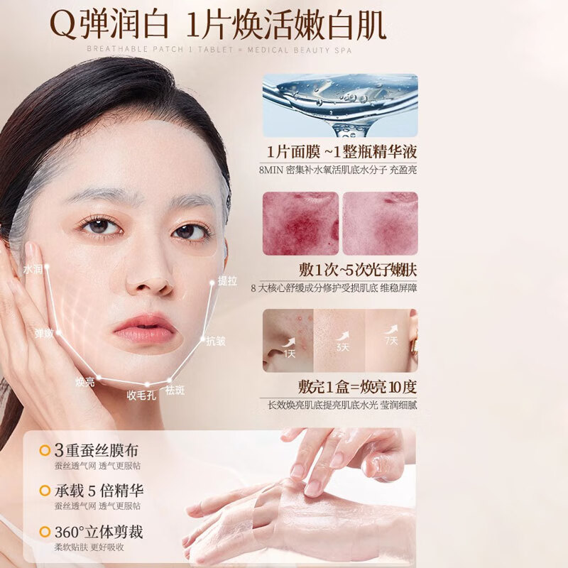 儒意面膜美白补水淡斑提亮肤色女男士熬夜抗皱紧致保湿深度补水 【特证美白淡斑】 10片 体验装