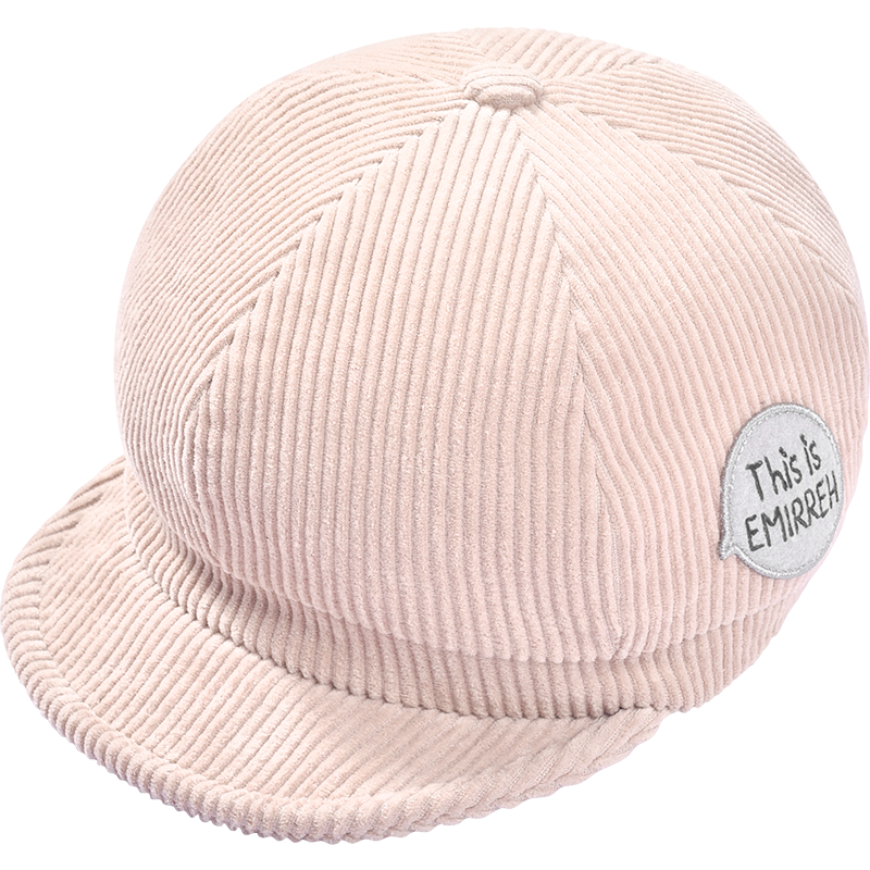 伊米倫寶寶鴨舌帽秋冬時尚洋氣兒童八角帽貝雷帽燈芯絨嬰兒棒球帽 淺桃粉 50/52CM建議2-4歲