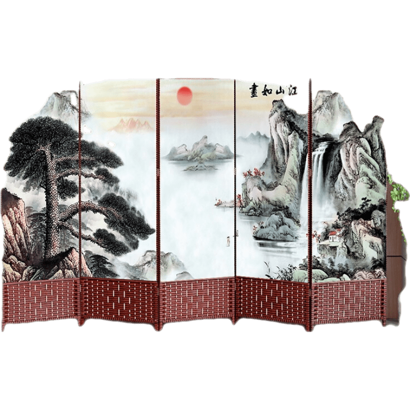 屏风隔断客厅折叠移动卧室遮挡家用装饰简约现代玄关墙中式办公室 1.7米高*50厘米宽单面4扇