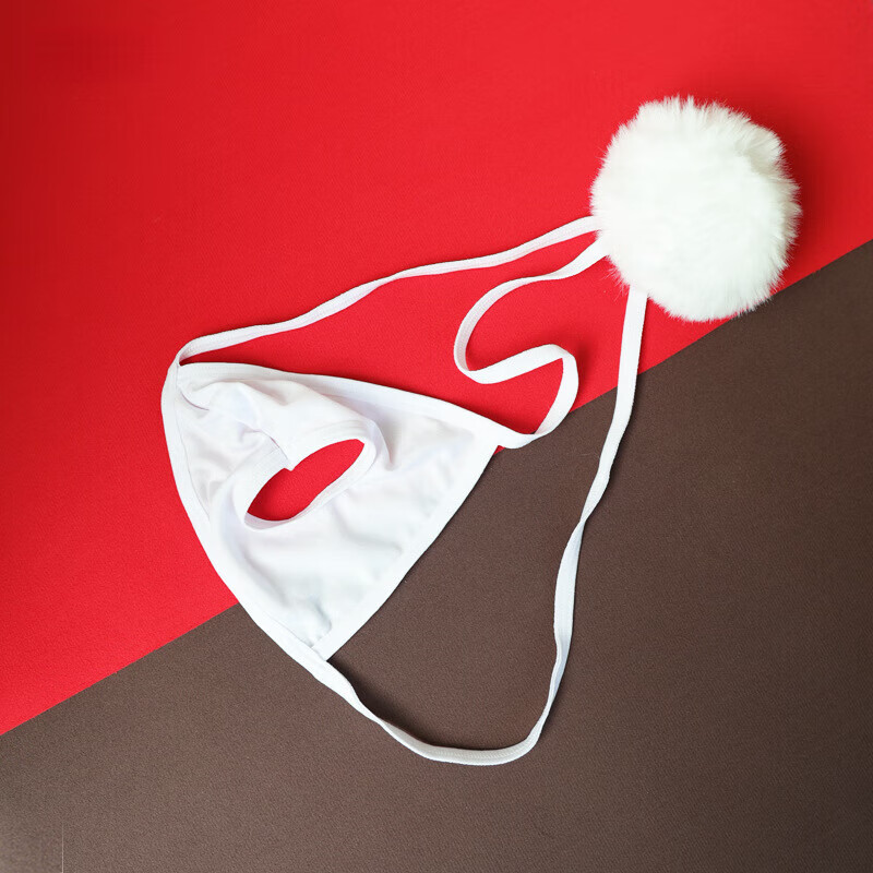 纯欲兔尾情趣内裤 sm情趣t内裤带毛球短尾巴 男款内裤仿毛可拆卸纽扣