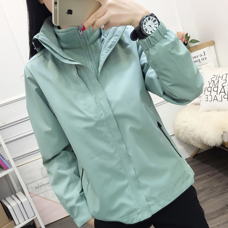 泰起防寒保暖户外冲锋衣三合一女两件套可拆卸登山服抓绒外套工作服 白色/女 M