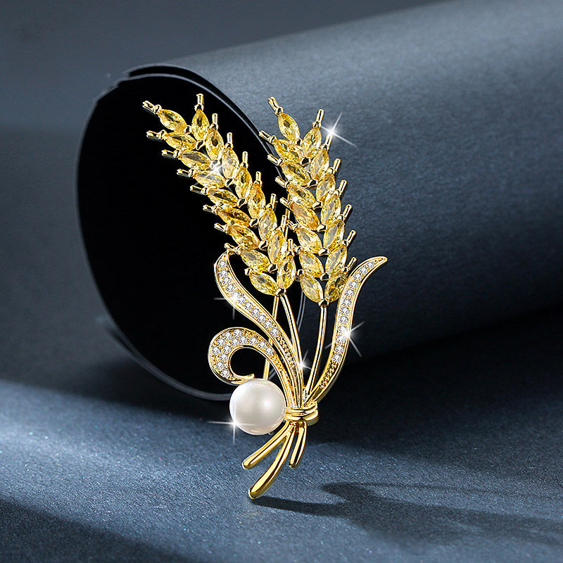 伊黛儿高档精致麦穗胸针女秋2024年新款潮小众设计感别针款胸