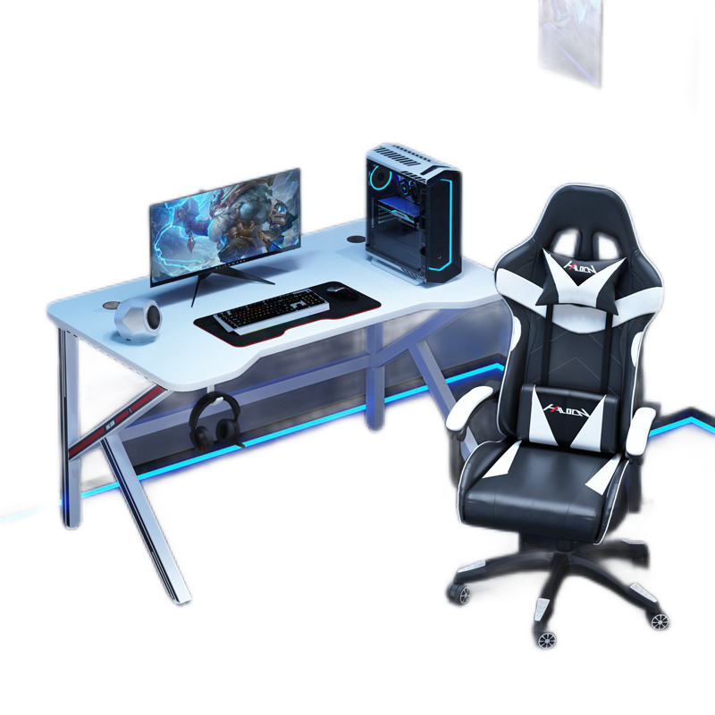 哈骆顿  电脑桌台式电竞游戏桌家用办公家用书桌家用洞洞板书架桌子 暗白觉醒单桌 长80宽60高75