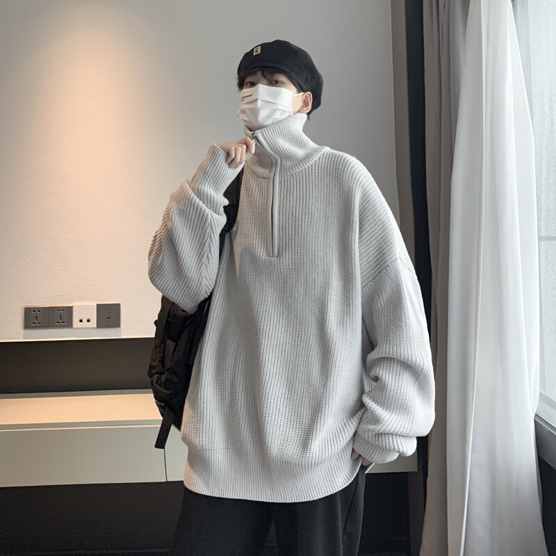 angelgonzales男士高档2024半开拉链毛衣手感软糯加厚保暖宽松复古