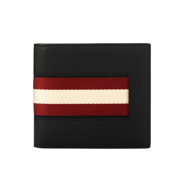 巴利 bally 奢侈品  男士brasai.i黑色皮革条纹撞色钱包钱夹 brasai.