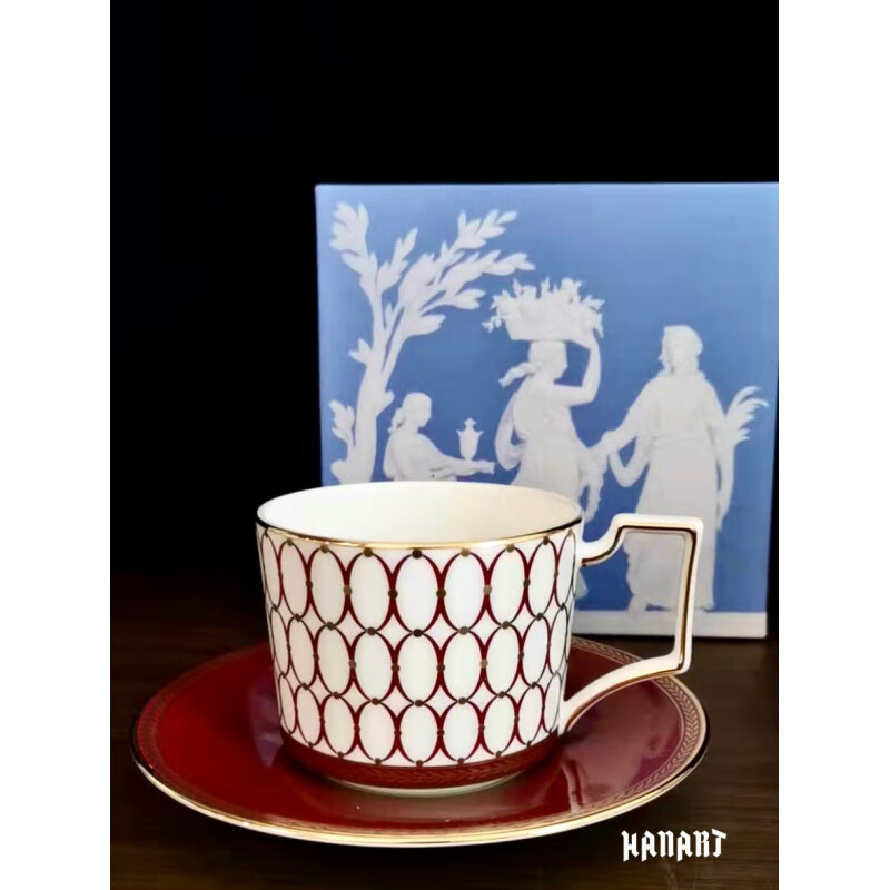 韦奇伍德咖啡杯英国wedgwood韦奇伍德renaissance red红粉年华咖啡杯
