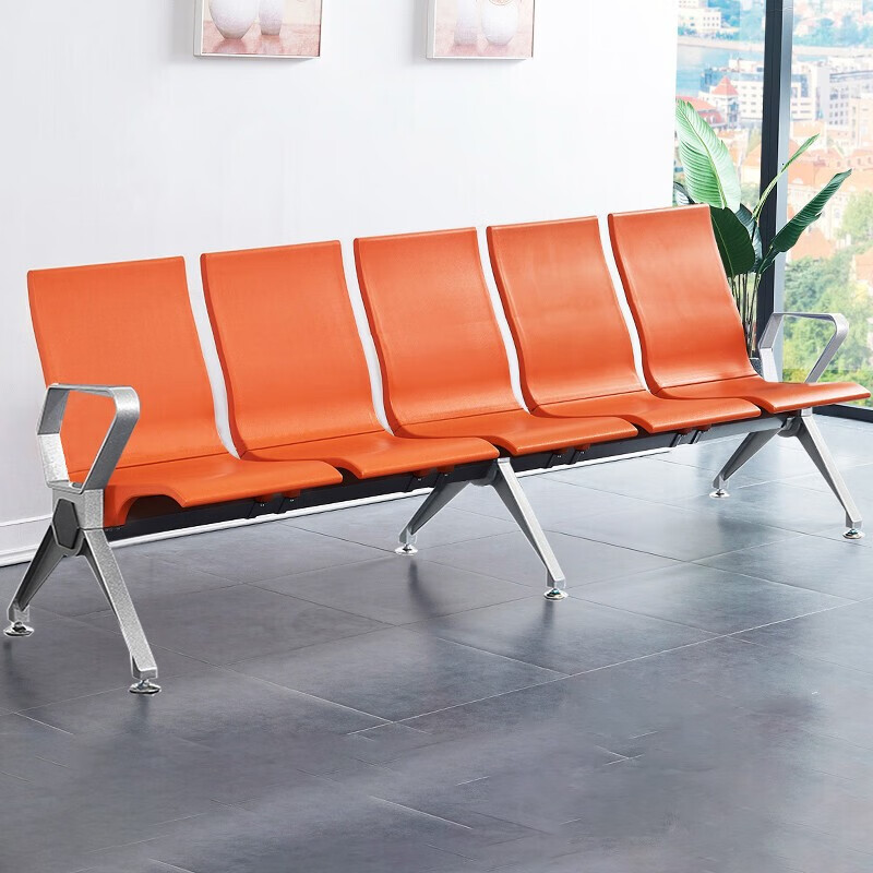 奈高公共连体座椅 塑料聚氨酯pu车站银行等候椅五人位连排椅医院候诊