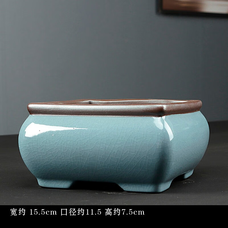 尘菁哥窑陶瓷花盆紫砂蝴蝶兰专用文竹盆景盆室内客厅绿植造景多肉容器