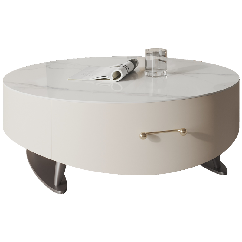 儒黛 现代轻奢茶几电视柜组合意式极简风格储物圆形小户型茶桌设计师家具 A款茶几组合+电视柜