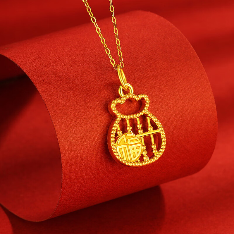 cnlv老凤凰黄金福袋吊坠999足金项链转运珠本命年送女友母亲节日礼物