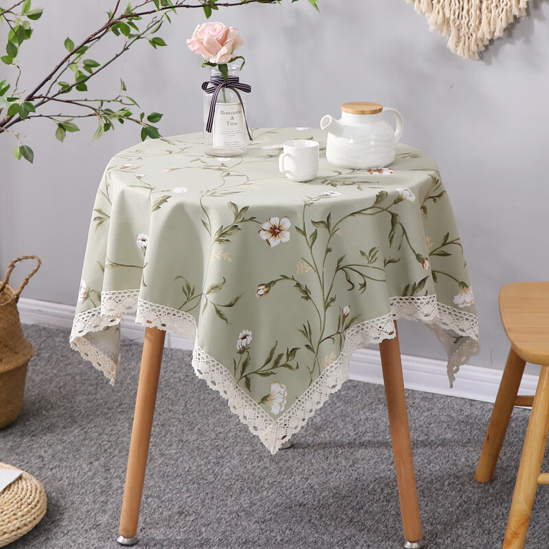 巧林儿圆桌布家用美式风小清新ins碎花餐桌防水茶几布咖啡桌布小圆桌布 春意悠然米色(TPU防水防油款) 110*110cm适用于60cm以内用