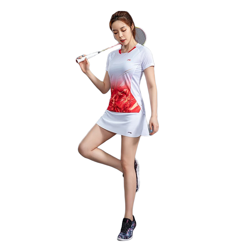 李寧羽毛球服女子時(shí)尚運(yùn)動(dòng)褲裙套裝半身裙健身瑜伽跑步排球服春夏快干 國(guó)際款/白色上衣/白色裙子 L